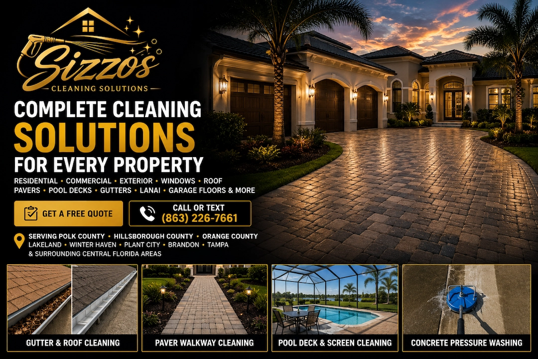 Sizzo’s Cleaning Solutions residential commercial exterior cleaning services in Central Florida mobile hero